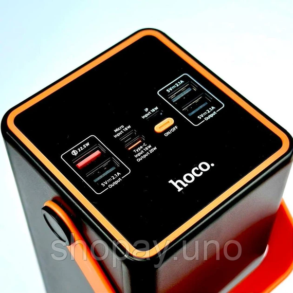 Повербанк с фонарем 90000mAh 22.5W Hoco J107 Super 333Wh PD20W 4xUSB/Type-C/MicroUSB | Зображення 4