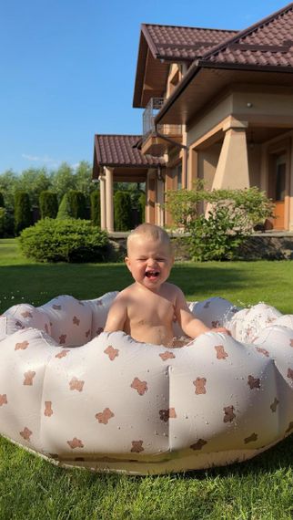 Дитячий надувний басейн Бежевий з ведмедиками | Зображення 9