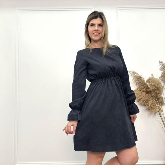 Женское модное вельветовое платье с завышенной талией GF08574 цвет темно-серый, размер 42/44 | Зображення 5