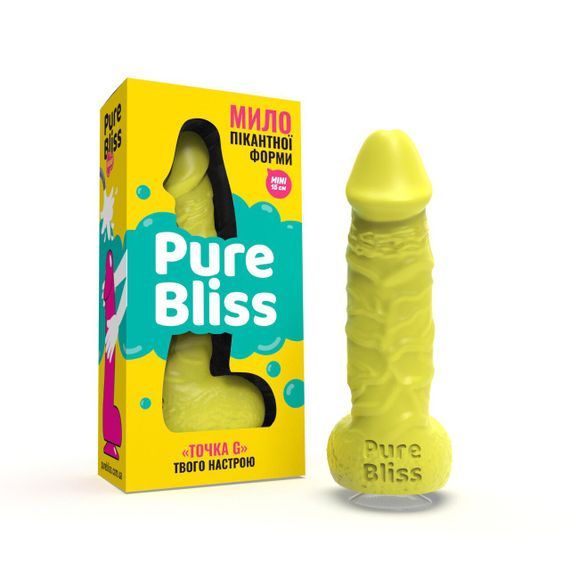Крафтове мило-член із присоскою Pure Bliss MINI Yellow, натуральне | Зображення 1