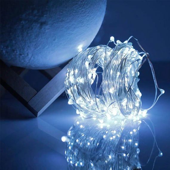 Гірлянда нитка Роса від USB, 30м, 300LED + пульт, Холодний білий / Світлодіодна новорічна гірлянда | Зображення 2