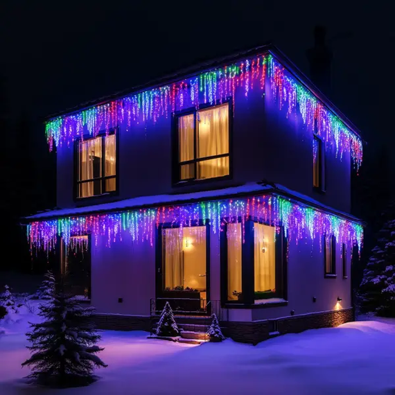 Уличная гирлянда Бахрома 25 м 405 LED черный провод Мультиколор 25MBML | Зображення 1