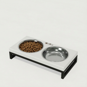 Миски на подставке для маленьких собак и котов Hollky Base XS (2 × 0,25 л) BXS-28145-BLWH
