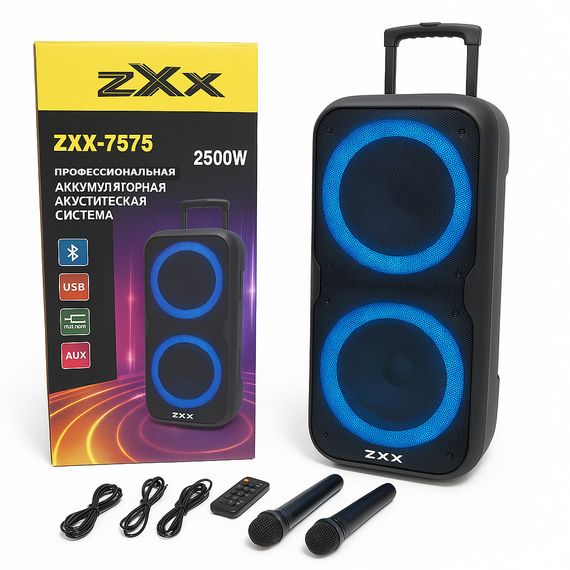 Караоке колонка с двумя микрофонами ZXX-7575 80х39х33 см 300 Вт, Автономная колонка с двумя микрофонами ER-45 | Зображення 8