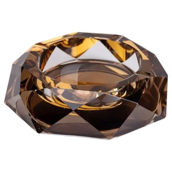 Декоративная пепельница для сигарет 14.5×4 см стеклянная пепельница настольная Золотистая HP-4-130