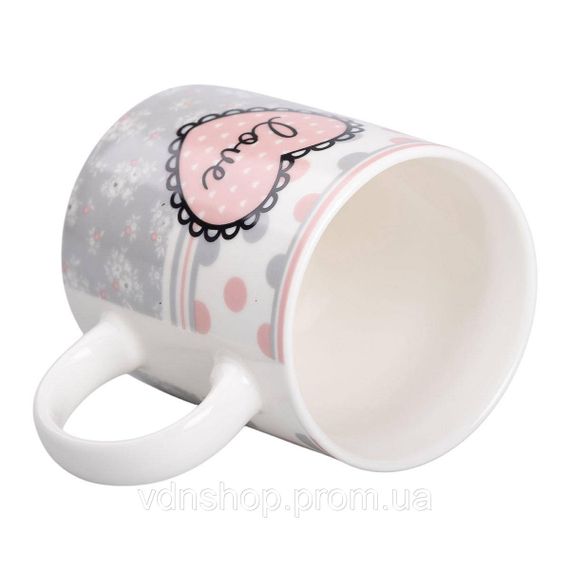 Чашка порцелянова 400 (мл) чашка для кави та чаю з написом та серцем Lugi RX-N240143GKV | Зображення 2