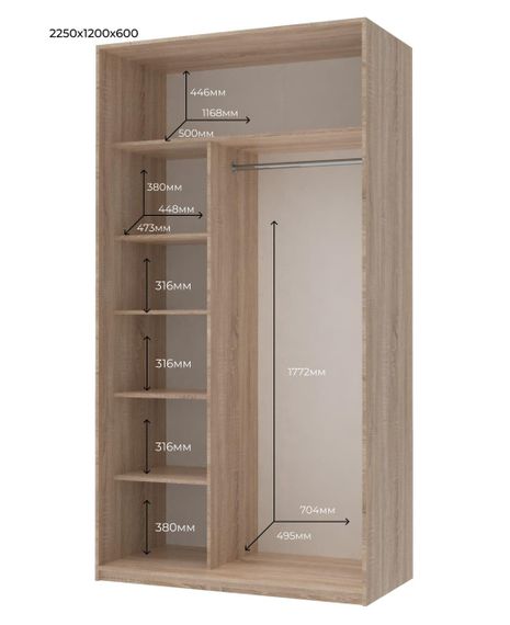 Шкаф-купе двухдверный Doros Сити Лайт 120х60х225 см Дуб сонома (DRS-011091) | Зображення 3