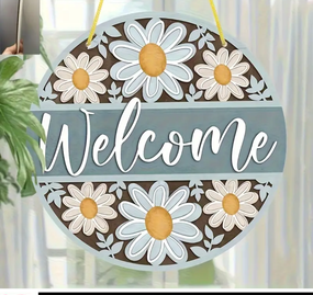 Табличка  кругла / постер  ( дерево) "Ласкаво Просимо  " /Welcome  декор