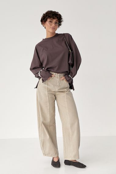 Однотонний вільний лонг - коричневий цвет, ONE SIZE (є розміри) | Зображення 2