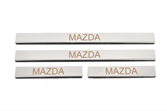 Накладки на пороги Carmos (4 шт, нержавейка) V-3 для Mazda 3 2009-2013 гг