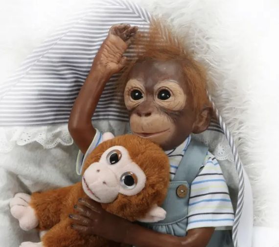 Силиконовая Коллекционная Кукла Реборн Обезьяна Мальчик Бонго ( Виниловая Кукла Обезьяна ) Высота 52 см | Зображення 3