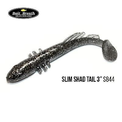 Силіконова приманка, Їстівний силікон Bait Breath BeTanCo Shad Tail Slim 3" (8 шт.) (S844 KATAKUCHI (smoke Silver))
