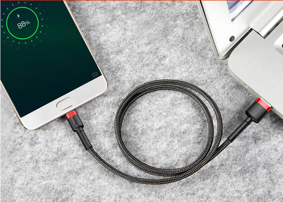 Двосторонній реверсивний microUSB кабель Baseus Cafule Cable 2m - Black/Red | Зображення 5