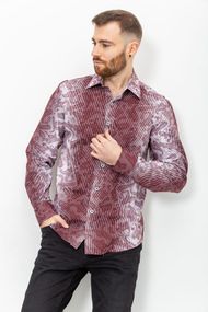 Сорочка чоловіча в смужку, колір біло-бордовий, 131R140125