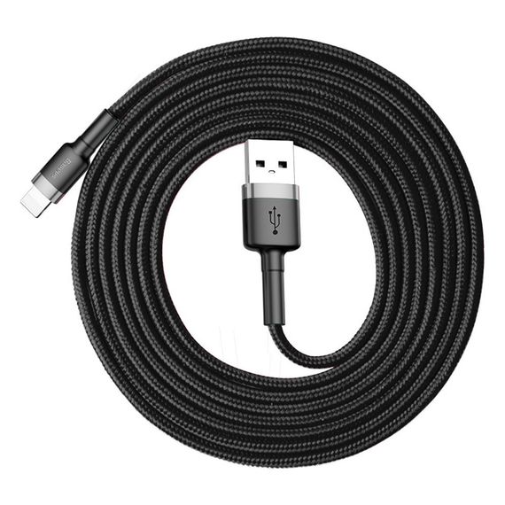 Дата кабель Baseus Cafule Lightning Cable 1.5A (2m) (CALKLF-C) Сірий / Чорний | Зображення 3