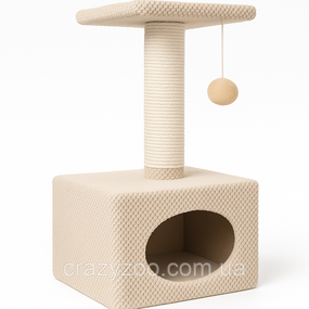 Кігтеточка для котів PolyPet будиночок квадратний бежевий 36x36x66 см КРД/0152-21