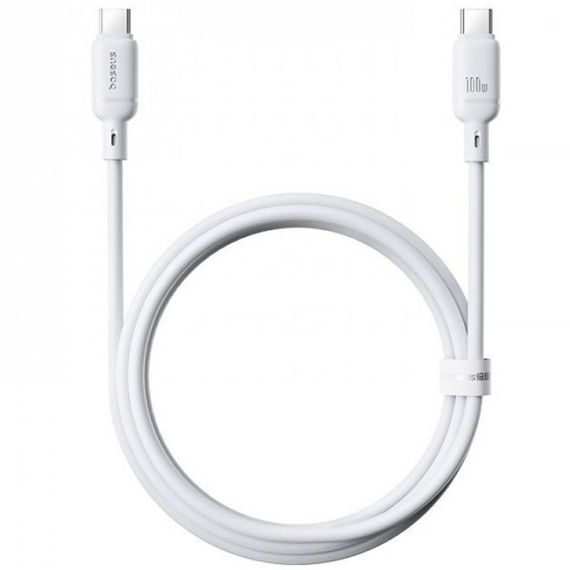 Дата кабель Baseus Silky Series OS Fast Charging Type-C to Type-C 100W (2m) (P10377704) Moon White | Зображення 1