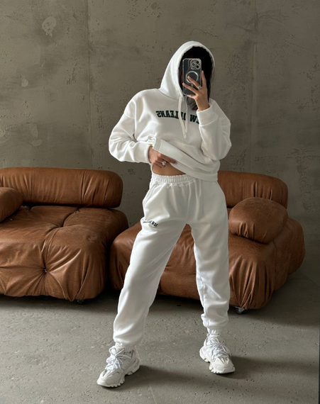 Женский теплый спортивный костюм TS149 цвет молочный, размер 42-46 oversize | Зображення 6