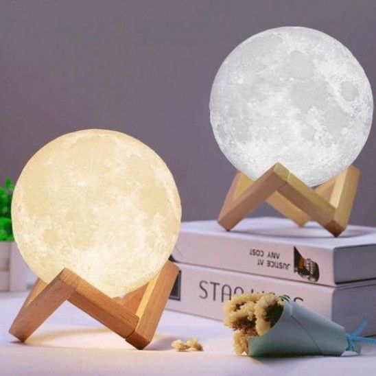 Ночник на батарейках Moon Lamp 13 см, Лампа ночник для дома детский для новорожденных XY-59 | Зображення 1