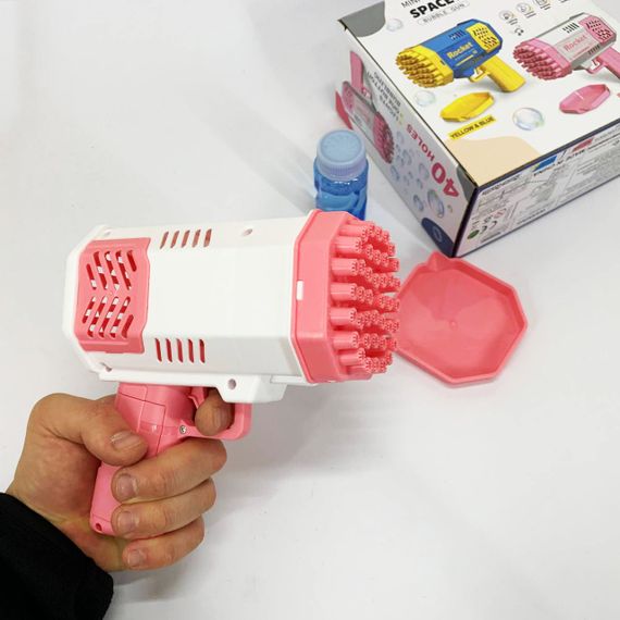 Детский пистолет мыльные пузыри Rocket Bubble Gun 15,8 см автоматический. Цвет: розовый LW-11 | Зображення 2