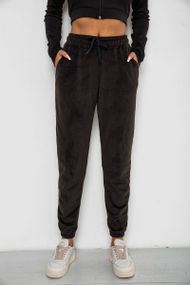 Спортивные штаны велюровые женские на флисе, цвет черный, 238R58644