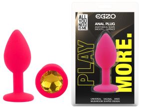 Силіконова анальна пробка EGZO - Silicone Pink Round Plug Yellow, size S Sex Aura