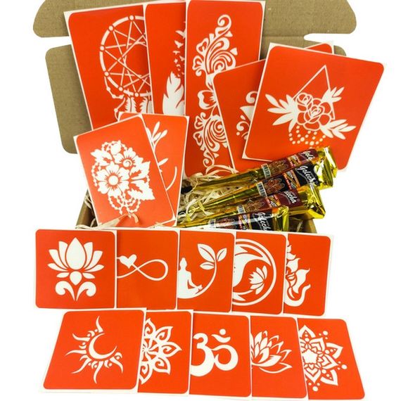 Набір кольорової хни з трафаретами для біо-тату №6 color-henna-set-06 | Зображення 2