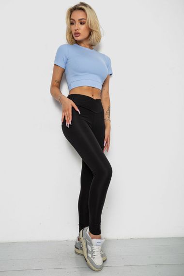 Футболка - топ женская в рубчик, цвет голубой, 238R58210 | Зображення 1