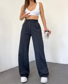 Женские широкие штаны палаццо со стрелками BF1284 цвет графит, размер 42/44