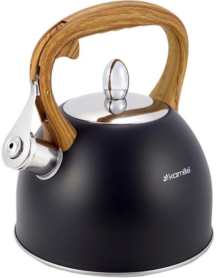 Чайник Kamille Whistling Kettle Black 2.5л з нержавіючої сталі зі свистком (чорний) | Зображення 1