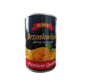 Персики консервированные в сиропе в ж/б M&K (Польша), 565г, половинками, дольками