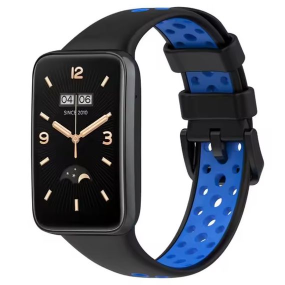 Силіконовий ремінець Primo Perfor Classic для фітнес браслета Xiaomi Smart Band 7 Pro - Black-Blue | Зображення 1