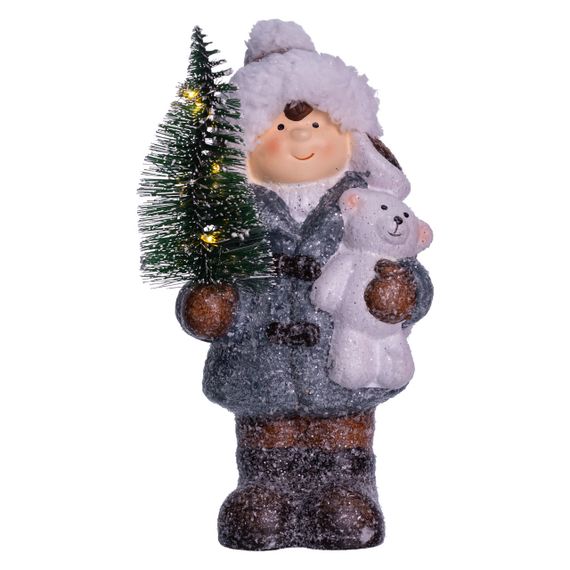 Новорічна фігурка з підсвічуванням Дівчинка з ялинкою з порцеляни 10×9×18 (см) CR-5-16 | Зображення 4