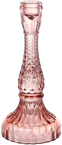 Свічник скляний "Crystal Glass" Ø11х22см, рожеве скло