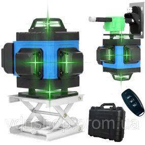 Лазерный 4D 16-линейный зеленый нивелир 24V 5Ah, самовыравнивающийся уровень для измерения сечения 16 лучей на 360 в кейсе