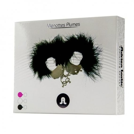 Наручники металеві з чорним пір'ям Sex Aura | Зображення 1