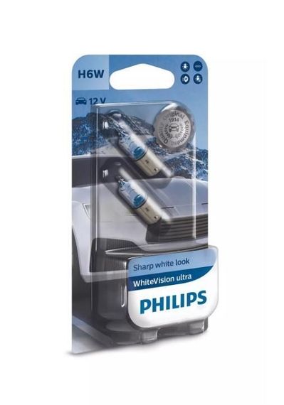 12036WVUB2 (PHILIPS) H6W WhiteVision ultra +60% (3100K) B2 12V 6W BAX9s