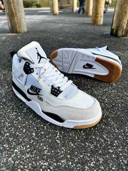 Кросівки Nike SB Air Jordan Retro 4 (white & gray) | Зображення 4