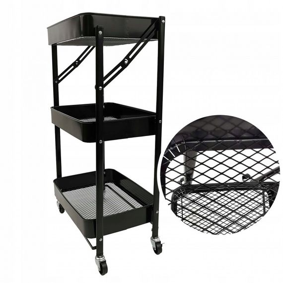 Этажерка с полками для кухни и ванной на колесах Bonro Бонро B-233 черный (42400599) | Зображення 3