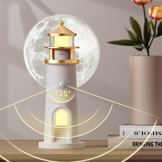 Ночник маяк с проекцией луны  LightHouse проектор луны с аккумулятором | Зображення 5