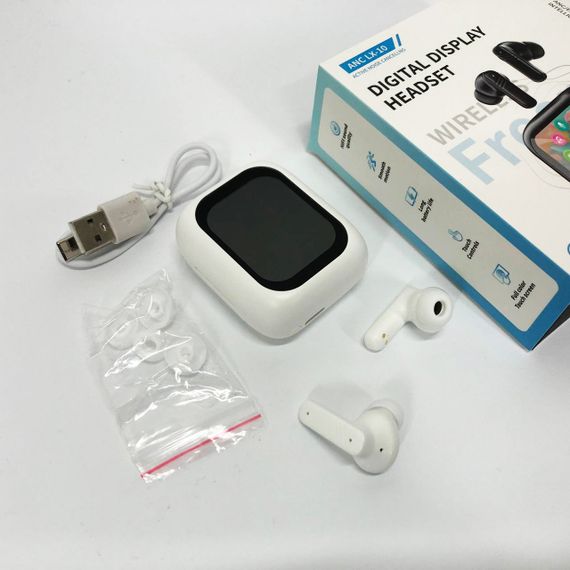 Навушники бездротові LX-10 TWS Earbuds з LED дисплеєм, Bluetooth гарнітури, Вакуумні навушники. Колір: білий | Зображення 7