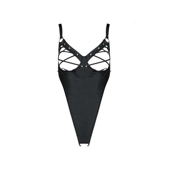 Боді з екошкіри Passion Celine Body 4XL/5XL black, з доступом, відкритий, 2XL/3XL | Зображення 4