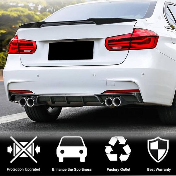 Дифузор заднього бампера V4 (для F30 M-Sport, Карбон) для BMW 3 серія F-30/31/34 2012-2019 рр | Зображення 2