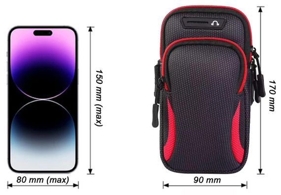 Чехол на руку Primo Sport универсальный спортивный для телефона до 6.5" - Black/Red | Зображення 2