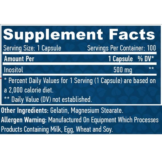 Інозитол Haya Labs Inositol 500 mg 100 Caps | Зображення 1