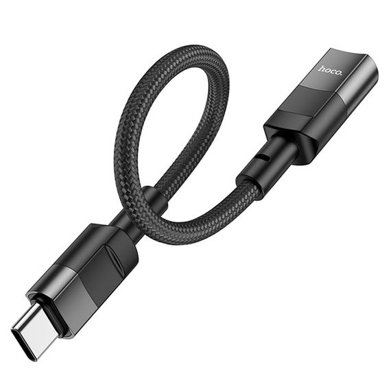 Переходник Hoco U107 Type-C male to Lightning female (0.1m) Black | Зображення 1