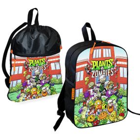 Школьный рюкзак детский Растения против зомби + Сумка для обуви спортивной формы рюкзак-мешок мальчику (01811)
