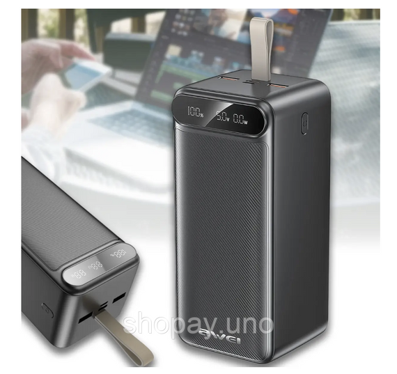 Внешний аккумулятор Power Bank на 100 000 мАч с дисплеем и фонариком AWEI P101K 22.5W ∙ Power Bank P101K с дисплеем и LED-лампой | Зображення 4