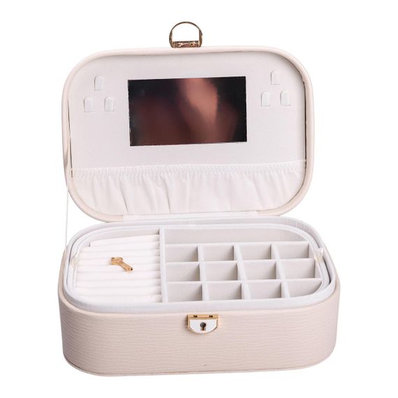 Скринька для прикрас з еко шкіри 2 яруси із замком органайзер для ювелірних виробів | Зображення 2