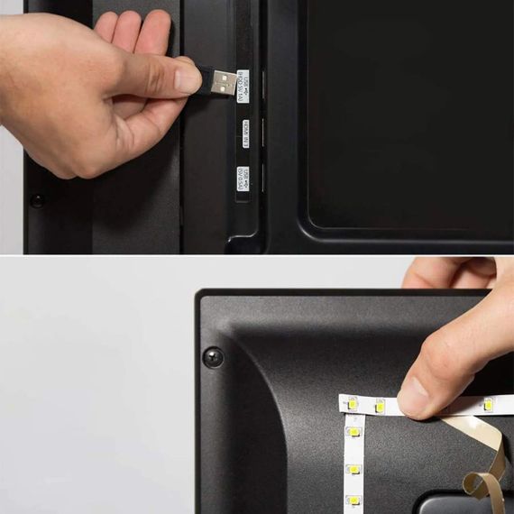 Світлодіодна LED стрічка 5м, від USB, Холодний білий / Вологозахищена LED підсвітка від повербанка | Зображення 4